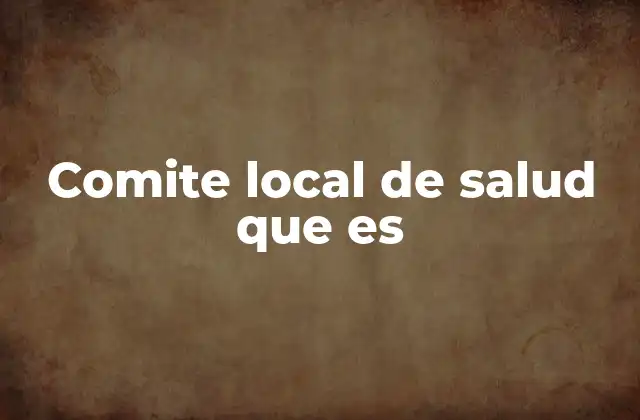 Comite Local de Salud que es 2 Rol de los comités locales en la atención sanitaria comunitaria