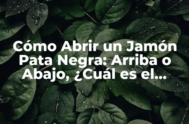 Cómo Abrir un Jamón Pata Negra: Arriba o Abajo, ¿cuál es el Mejor Método?
