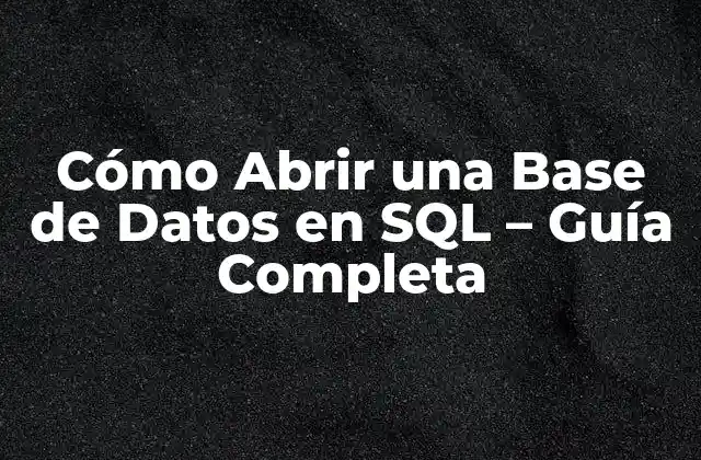 Cómo Abrir una Base de Datos en Sql – Guía Completa