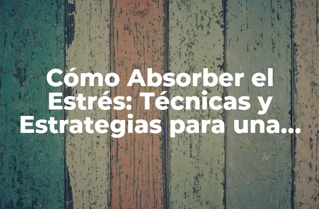 Cómo Absorber el Estrés: Técnicas y Estrategias para una Mejor Salud Mental