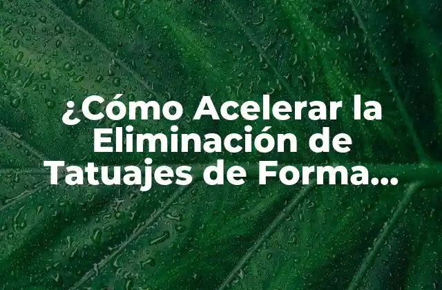 ¿cómo Acelerar la Eliminación de Tatuajes de Forma Segura y Eficaz?