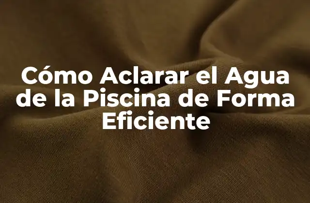 Cómo Aclarar el Agua de la Piscina de Forma Eficiente