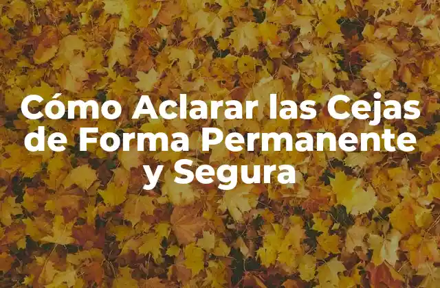 Cómo Aclarar las Cejas de Forma Permanente y Segura