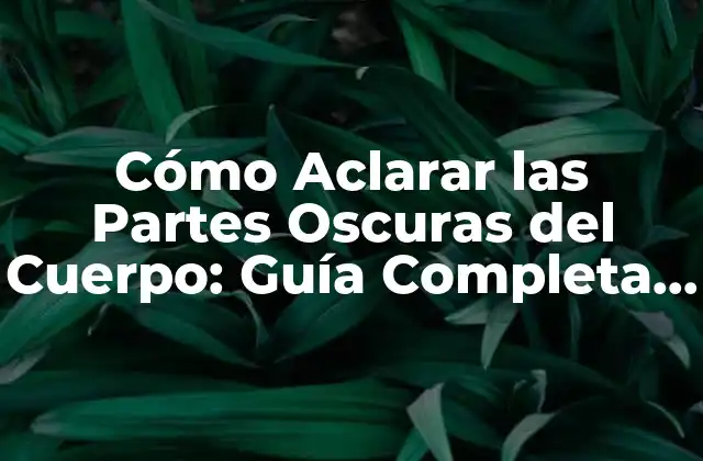 Cómo Aclarar las Partes Oscuras Del Cuerpo: Guía Completa para una Piel Radiante