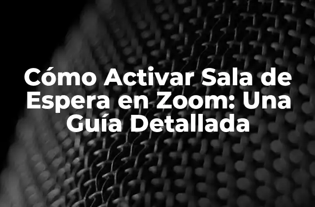 Cómo Activar Sala de Espera en Zoom: una Guía Detallada