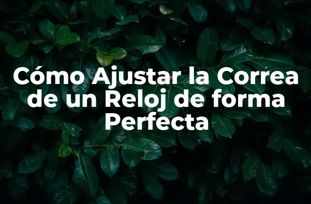 Cómo Ajustar la Correa de un Reloj de Forma Perfecta