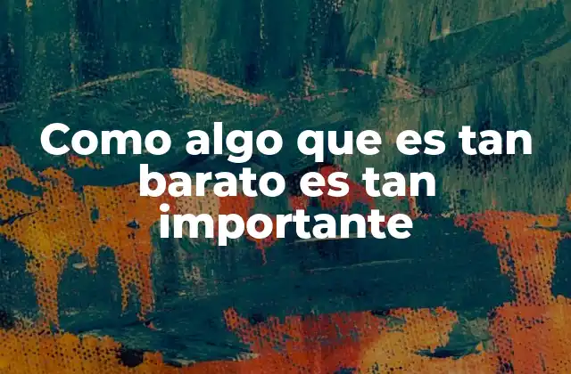 Como Algo que es Tan Barato es Tan Importante 2 El poder de lo sencillo en la vida cotidiana