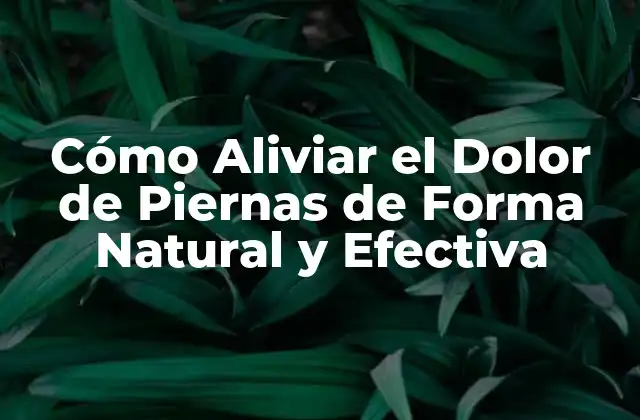 Cómo Aliviar el Dolor de Piernas de Forma Natural y Efectiva