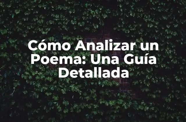 Cómo Analizar un Poema: una Guía Detallada