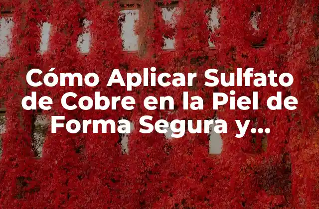 Cómo Aplicar Sulfato de Cobre en la Piel de Forma Segura y Efectiva