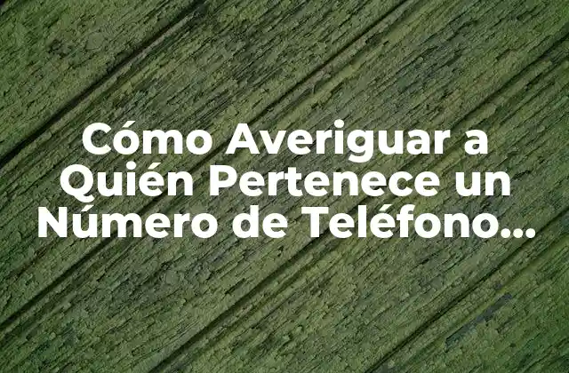 Cómo Averiguar a Quién Pertenece un Número de Teléfono Móvil – Guía Completa