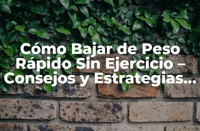 Cómo Bajar de Peso Rápido sin Ejercicio – Consejos y Estrategias Efectivas