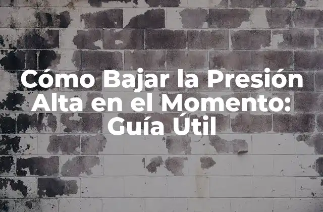 Cómo Bajar la Presión Alta en el Momento: Guía Útil