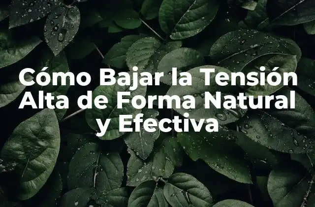 Cómo Bajar la Tensión Alta de Forma Natural y Efectiva
