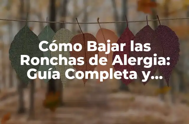 Cómo Bajar las Ronchas de Alergia: Guía Completa y Actualizada