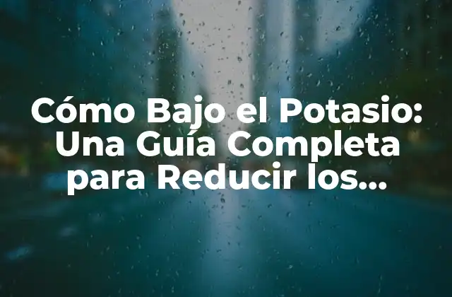 Cómo bajo el Potasio: una Guía Completa para Reducir los Niveles de Potasio en la Sangre