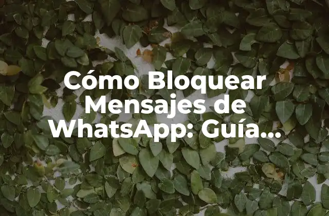 Cómo Bloquear Mensajes de Whatsapp: Guía Detallada y Completa