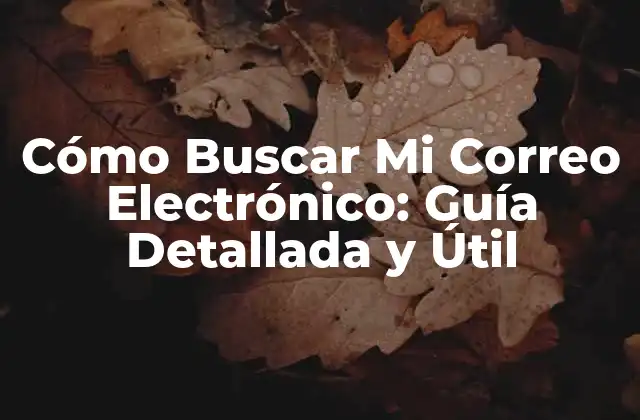 Cómo Buscar Mi Correo Electrónico: Guía Detallada y Útil