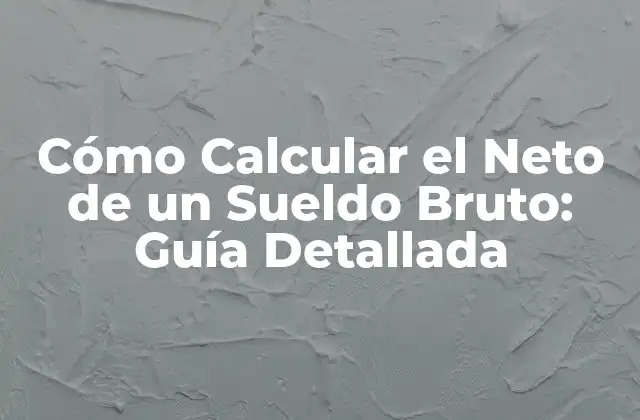 Cómo Calcular el Neto de un Sueldo Bruto: Guía Detallada