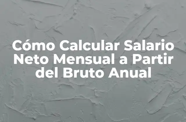 Cómo Calcular Salario Neto Mensual a Partir Del Bruto Anual
