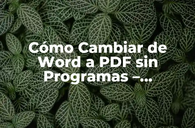 Cómo Cambiar de Word a Pdf sin Programas – Conversión Rápida y Fácil