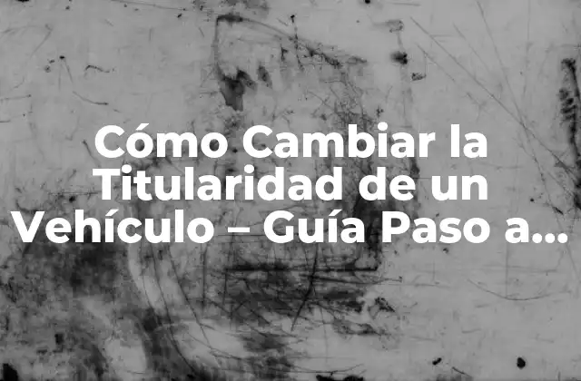 Cómo Cambiar la Titularidad de un Vehículo – Guía Paso a Paso