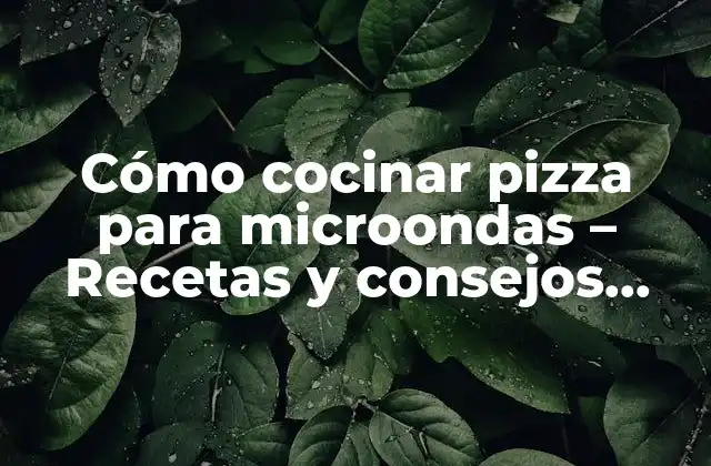 Cómo Cocinar Pizza para Microondas – Recetas y Consejos para una Deliciosa Pizza en Minutos