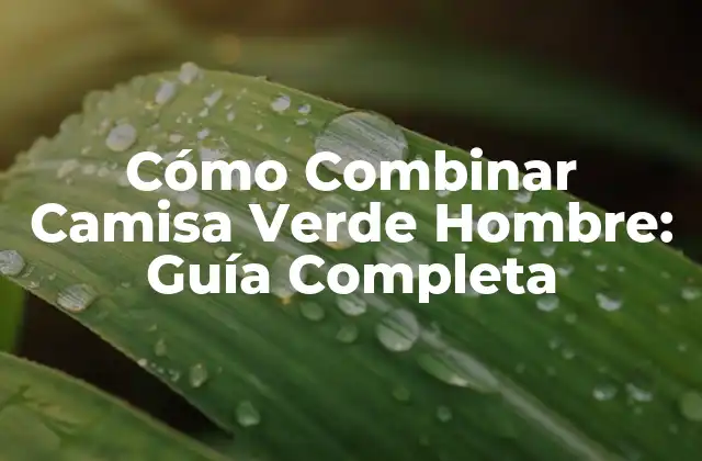 Cómo Combinar Camisa Verde Hombre: Guía Completa