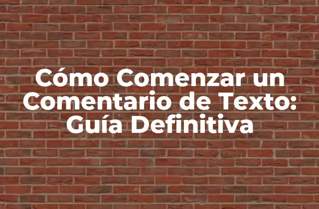 Cómo Comenzar un Comentario de Texto: Guía Definitiva