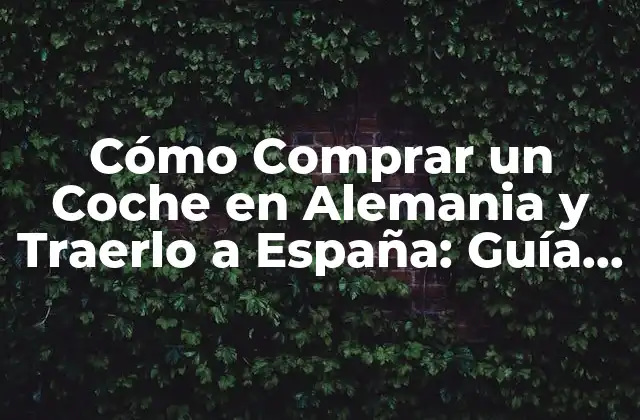 Cómo Comprar un Coche en Alemania y Traerlo a España: Guía Definitiva