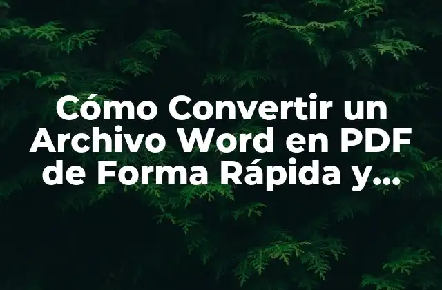Cómo Convertir un Archivo Word en Pdf de Forma Rápida y Segura