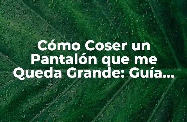 Cómo Coser un Pantalón que Me Queda Grande: Guía Práctica y Detallada