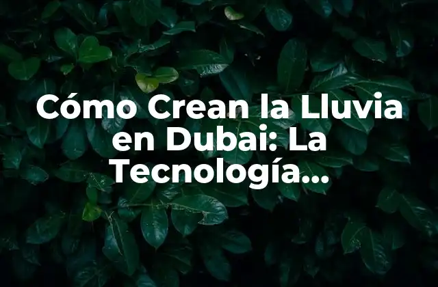 Cómo Crean la Lluvia en Dubai: la Tecnología Revolucionaria Detrás de la Lluvia Artificial