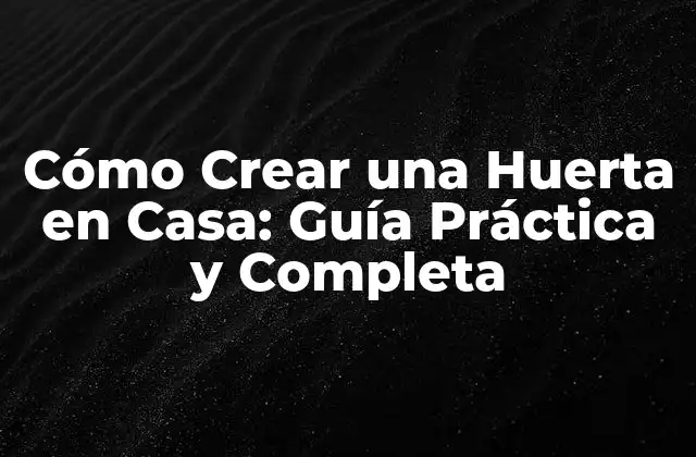 Cómo Crear una Huerta en Casa: Guía Práctica y Completa