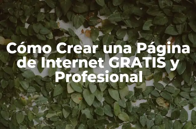 Cómo Crear una Página de Internet Gratis y Profesional