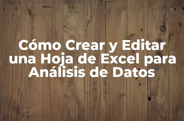 Cómo Crear y Editar una Hoja de Excel para Análisis de Datos