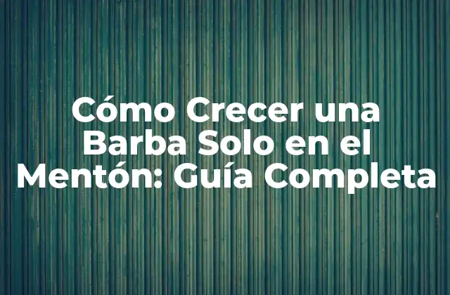 Cómo Crecer una Barba Solo en el Mentón: Guía Completa