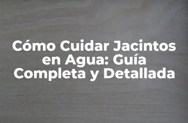Cómo Cuidar Jacintos en Agua: Guía Completa y Detallada