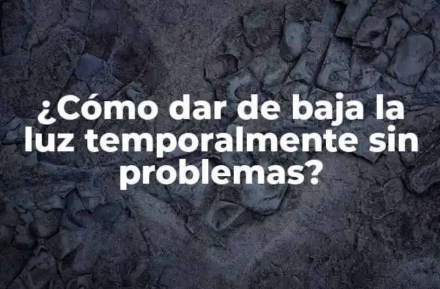¿cómo Dar de Baja la Luz Temporalmente sin Problemas?