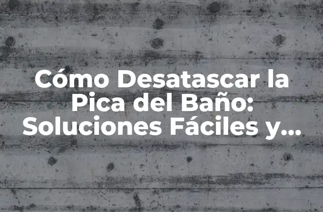 Cómo Desatascar la Pica Del Baño: Soluciones Fáciles y Efectivas