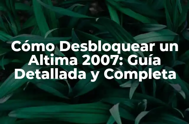 Cómo Desbloquear un Altima 2007: Guía Detallada y Completa