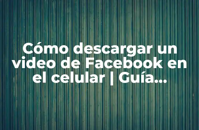 Cómo Descargar un Video de Facebook en el Celular | Guía Completa
