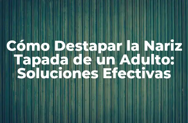 Cómo Destapar la Nariz Tapada de un Adulto: Soluciones Efectivas