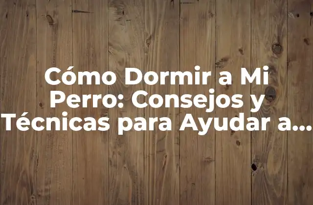 Cómo Dormir a Mi Perro: Consejos y Técnicas para Ayudar a Tu Mascota a Descansar