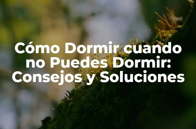 Cómo Dormir Cuando No Puedes Dormir: Consejos y Soluciones