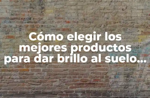 Cómo Elegir los Mejores Productos para Dar Brillo Al Suelo de Cerámica (72 Characters)