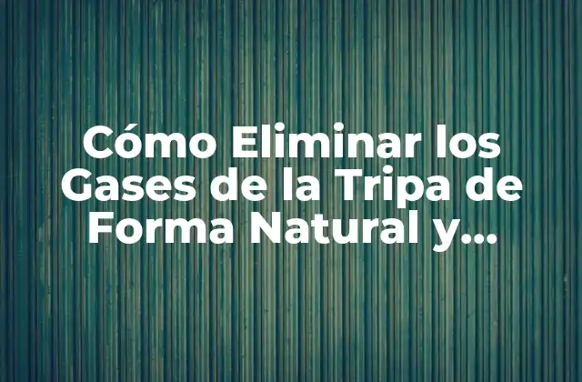 Cómo Eliminar los Gases de la Tripa de Forma Natural y Permanente