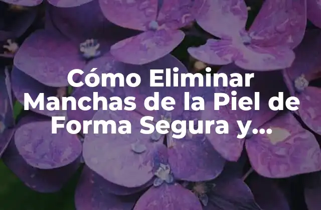 Cómo Eliminar Manchas de la Piel de Forma Segura y Efectiva