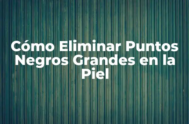 Cómo Eliminar Puntos Negros Grandes en la Piel