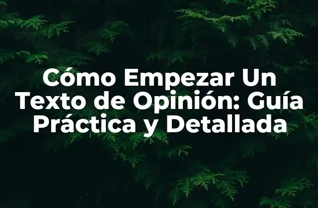 Cómo Empezar un Texto de Opinión: Guía Práctica y Detallada